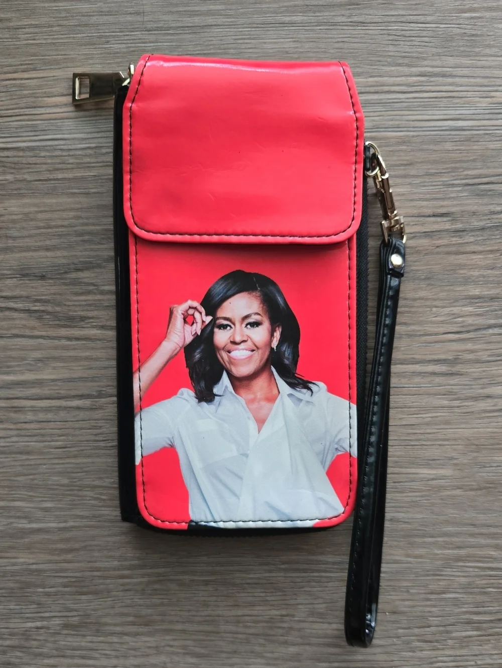 Michelle Obama High Gloss Wristlet Phone Clutch